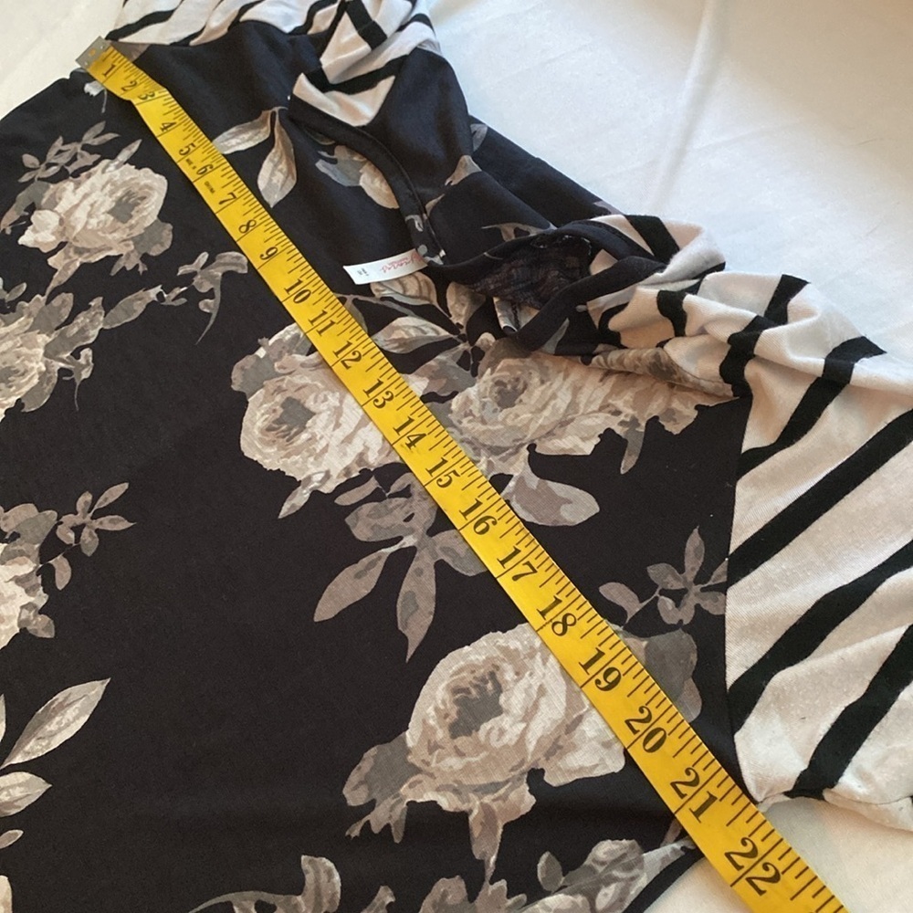 Jules & James dress below knee flowy long sleeves pockets florals/stripe Sz L - Picture 5 of 9